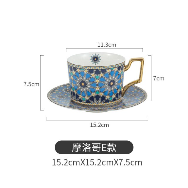 250ml Moroccan Ceramic Coffee Cup And Saucer Luxury Gilded European 250ml Moroccan Ceramic Coffee Cup And Saucer Luxury Gilded European Cup Set Home Afternoon Cappuccino Scented Tea healthandwealthshoppe