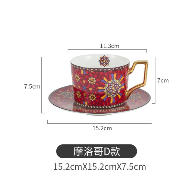 250ml Moroccan Ceramic Coffee Cup And Saucer Luxury Gilded European 250ml Moroccan Ceramic Coffee Cup And Saucer Luxury Gilded European Cup Set Home Afternoon Cappuccino Scented Tea healthandwealthshoppe