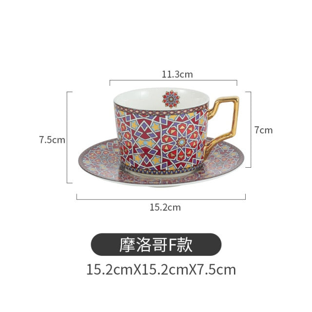 250ml Moroccan Ceramic Coffee Cup And Saucer Luxury Gilded European 250ml Moroccan Ceramic Coffee Cup And Saucer Luxury Gilded European Cup Set Home Afternoon Cappuccino Scented Tea healthandwealthshoppe