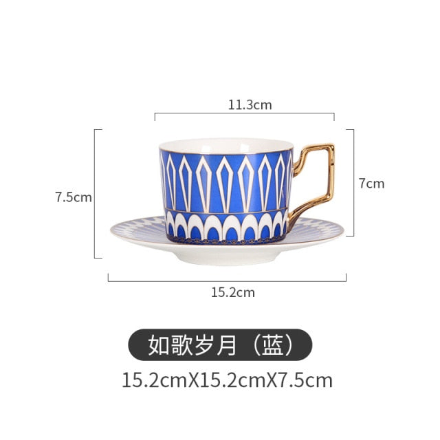 250ml Moroccan Ceramic Coffee Cup And Saucer Luxury Gilded European 250ml Moroccan Ceramic Coffee Cup And Saucer Luxury Gilded European Cup Set Home Afternoon Cappuccino Scented Tea healthandwealthshoppe
