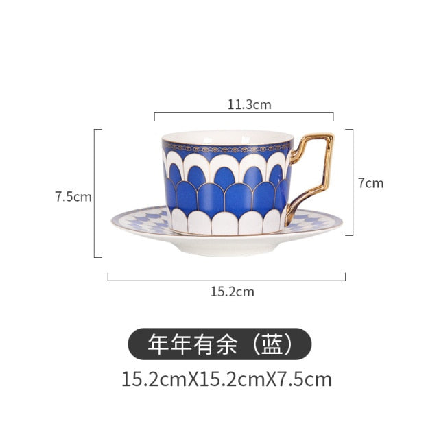 250ml Moroccan Ceramic Coffee Cup And Saucer Luxury Gilded European 250ml Moroccan Ceramic Coffee Cup And Saucer Luxury Gilded European Cup Set Home Afternoon Cappuccino Scented Tea healthandwealthshoppe