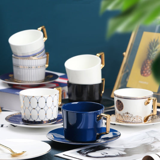 Coffee Cup Saucers Suit European Light Luxurious Northern Europe Style Coffee Cup Saucers Suit European Light Luxurious Northern Europe Style Concise Bone China English-style Afternoon Teacup Ceramic healthandwealthshoppe