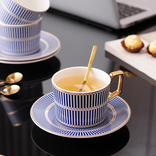 British Style Luxury Moroccan Coffee Cup and Saucer Set with Gold Handel Ceramic Cappuccino Afternoon Tea Cup WY71610 healthandwealthshoppe