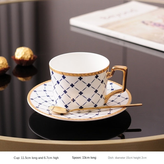 British Style Luxury Moroccan Coffee Cup and Saucer Set with Gold Handel Ceramic Cappuccino Afternoon Tea Cup WY71610 healthandwealthshoppe