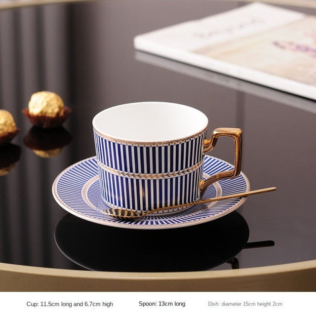 British Style Luxury Moroccan Coffee Cup and Saucer Set with Gold Handel Ceramic Cappuccino Afternoon Tea Cup WY71610 healthandwealthshoppe