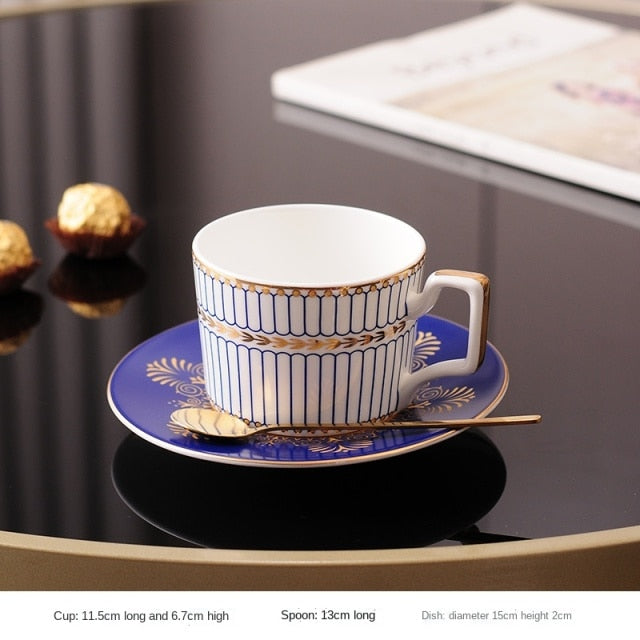 British Style Luxury Moroccan Coffee Cup and Saucer Set with Gold Handel Ceramic Cappuccino Afternoon Tea Cup WY71610 healthandwealthshoppe