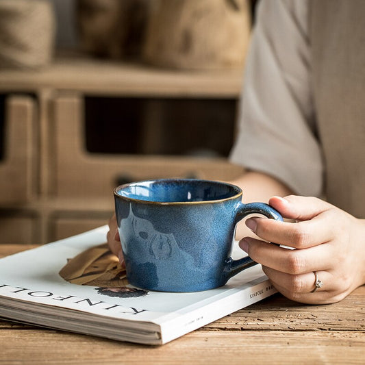 Youporcelain Retro Style Water Pattern Coffee Cup Good-looking Blue Youporcelain Retro Style Water Pattern Coffee Cup Good-looking Blue Glaze Kiln Cup Household Ceramic Water Cup Mug healthandwealthshoppe