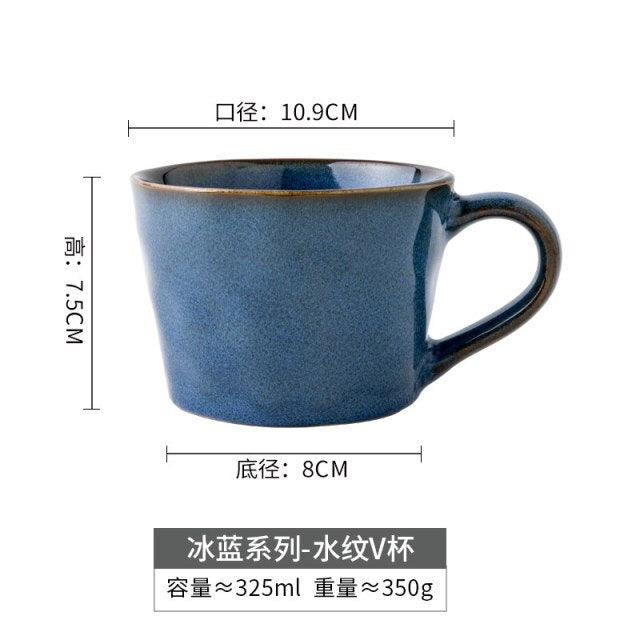 Youporcelain Retro Style Water Pattern Coffee Cup Good-looking Blue Youporcelain Retro Style Water Pattern Coffee Cup Good-looking Blue Glaze Kiln Cup Household Ceramic Water Cup Mug healthandwealthshoppe
